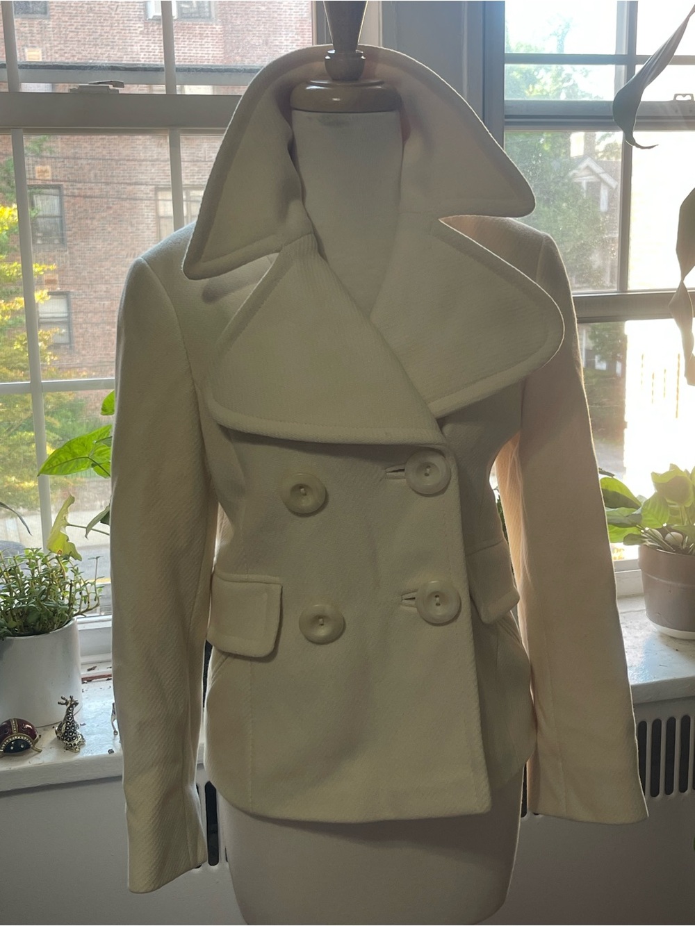 Ted Baker Cream Double-Breasted Peacoat